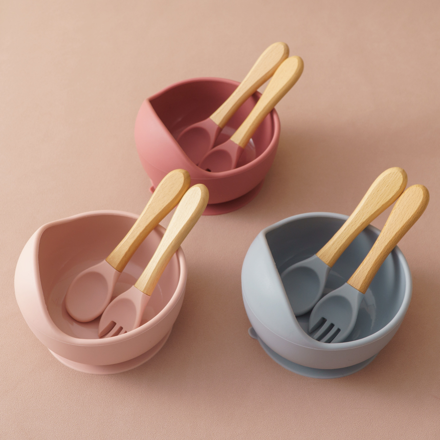 Baby Food Dinner - 3PCS Baby Silicone Dinner Set Food