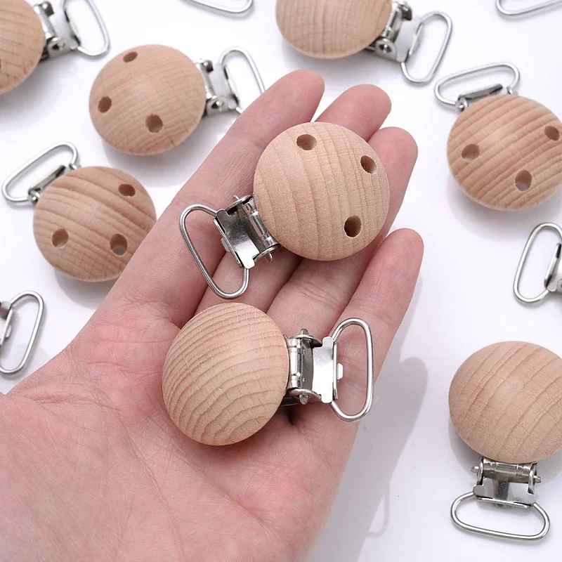 Baby Food Natural - 10Pcs Clips 30mm Round Natural Beech