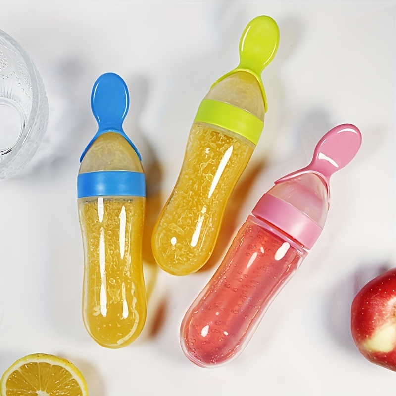 Baby Food Dispensing Spoon - Baby Feeding Silicone Bottle with Spoon,