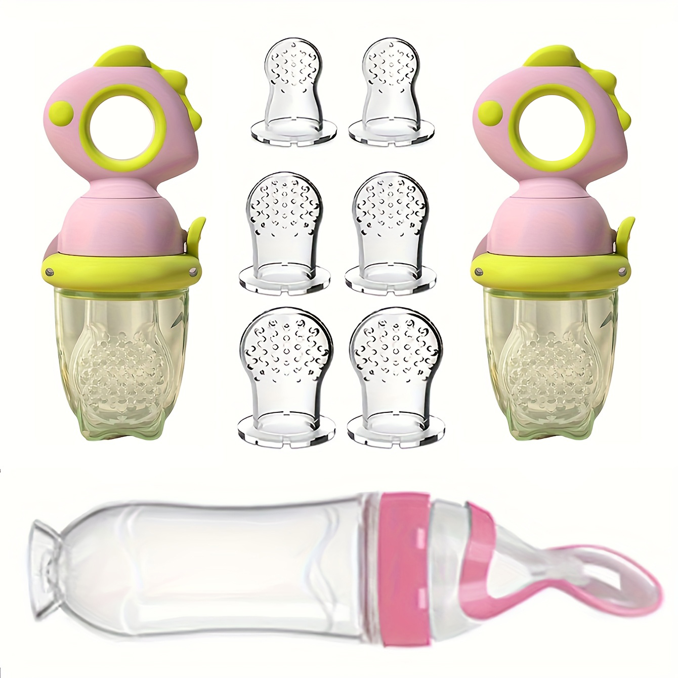 Baby Food Dispensing Spoon - 9pcs Baby Feeding Set: Includes Dinosaur
