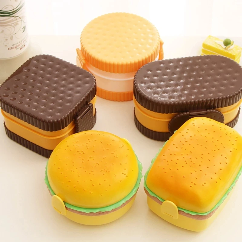 Baby Food Organizer - Hamburger Lunch Box Double Tier Cute