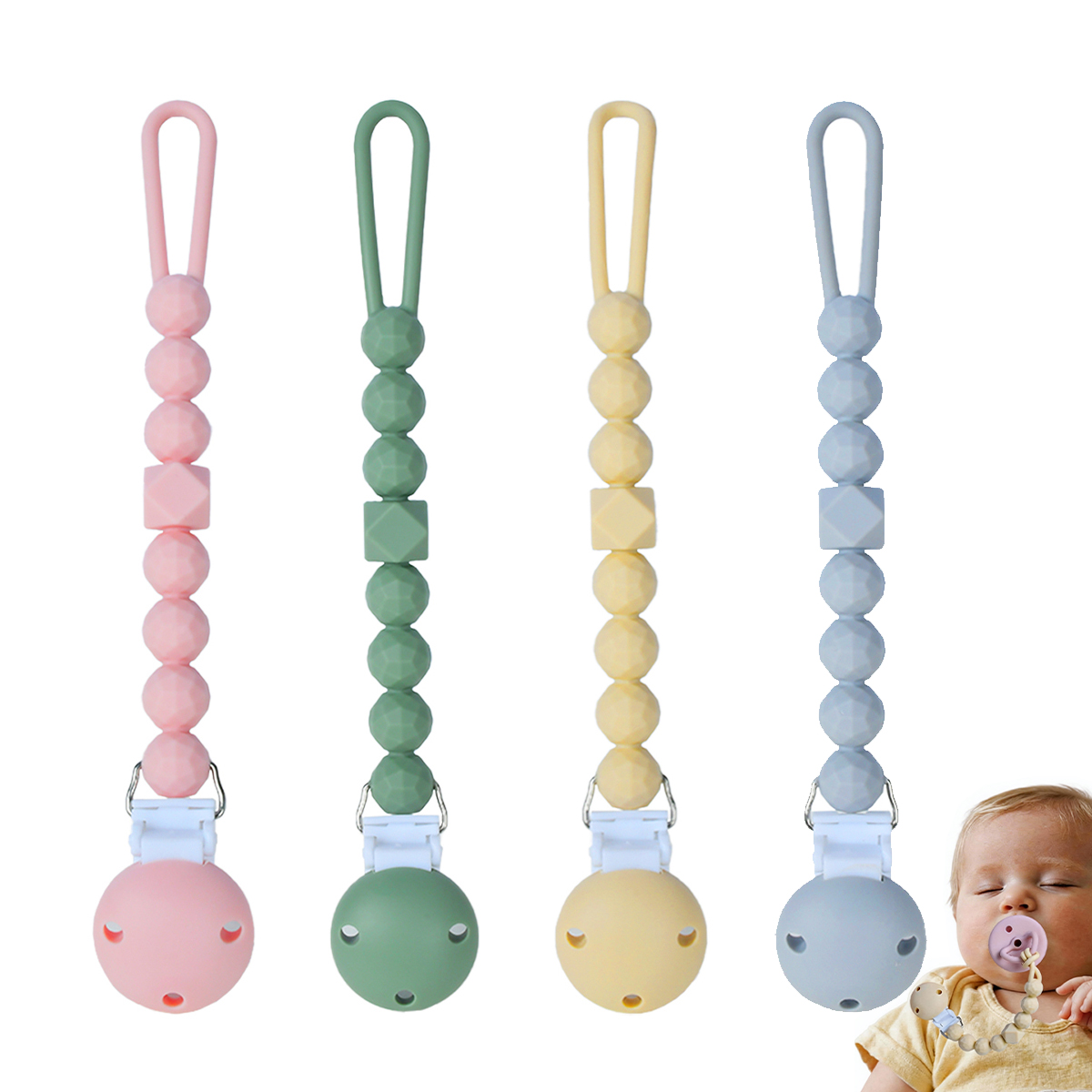 Baby Food Toy - Baby Silicone Pacifier Anti-Drop Chain, Food-Grade