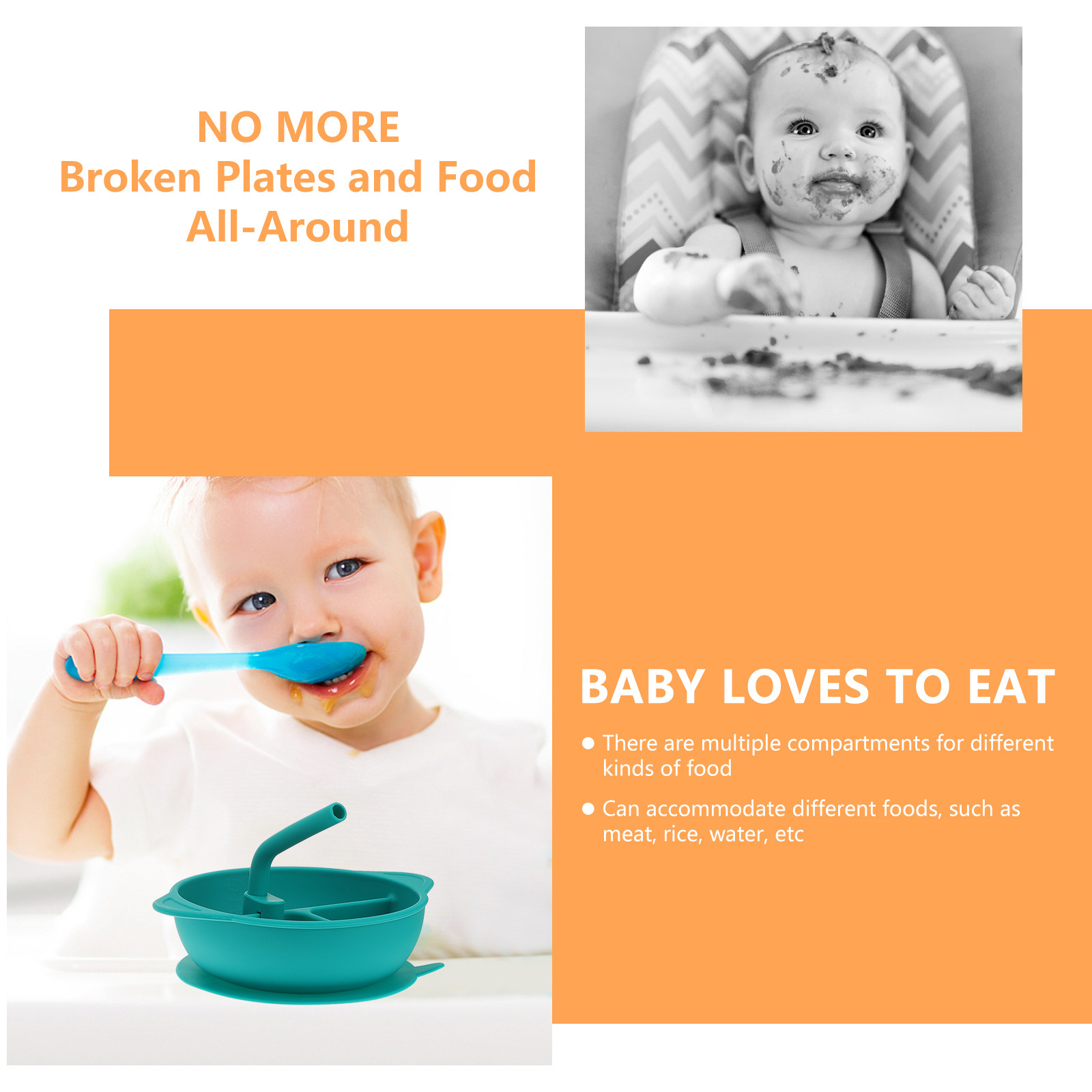 1Pcs Anti-Break Silicone Dinne - Baby Food Dinner ulasan dan harga