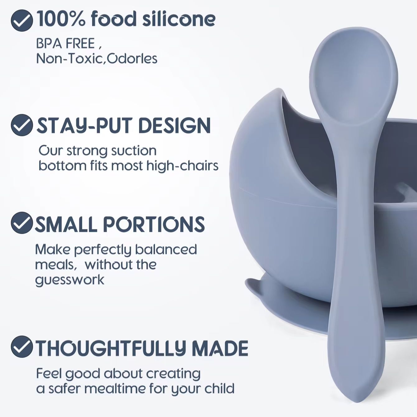 2PC Silicone Sucker Bowl Feedi - Baby Food Dinner ulasan dan harga