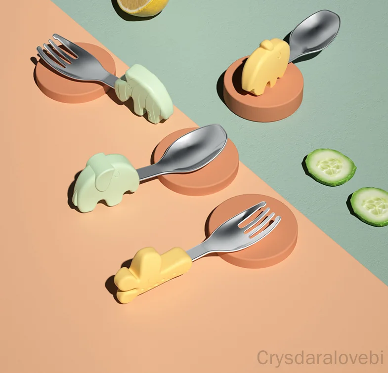 1setElephant Short Fork Spoon  - Baby Food In Japan ulasan dan harga