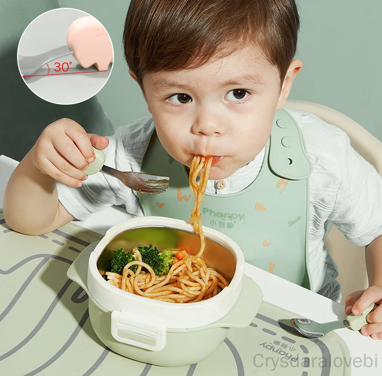 1setElephant Short Fork Spoon  - Baby Food In Japan ulasan dan harga