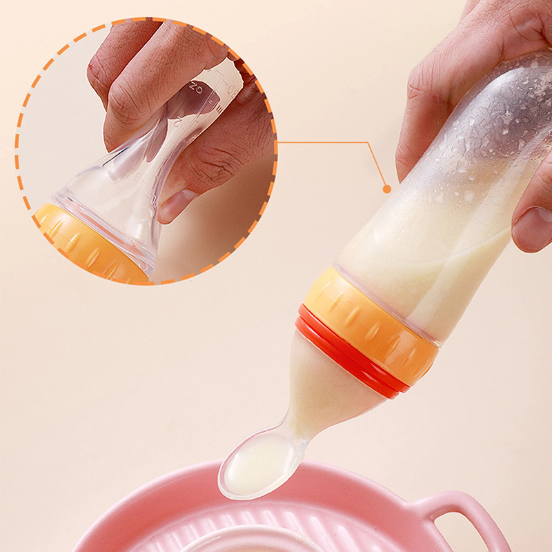 Squeezing Feeding Bottle Silic - Baby Food Dispensing Spoon ulasan dan harga