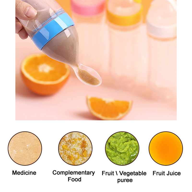 Squeezing Feeding Bottle Silic - Baby Food Dispensing Spoon ulasan dan harga