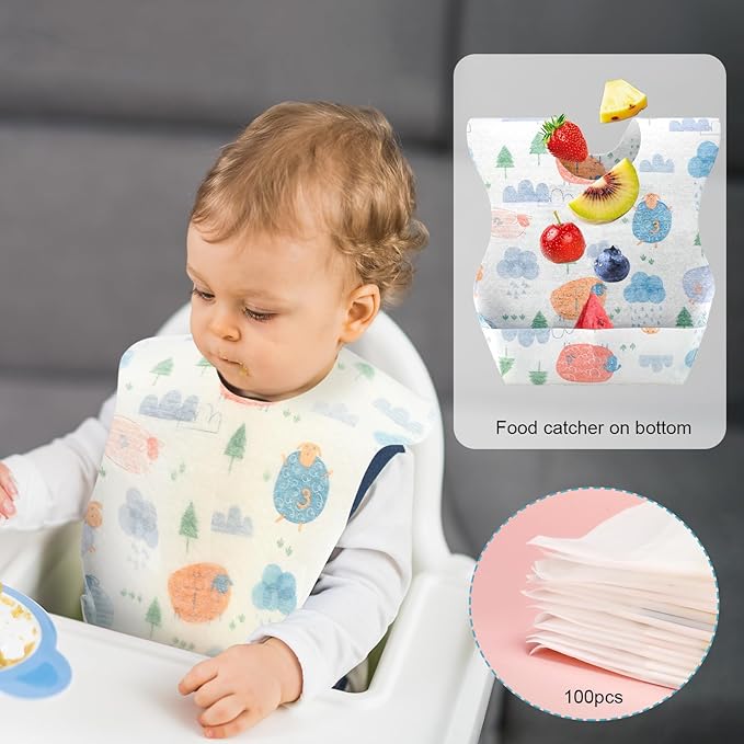 100Pcs Disposable Baby Bibs In - Baby Food For Travelling ulasan dan harga