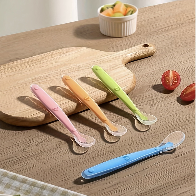 1/2pcs Soft Tip Baby Silicone  - Baby Food Dispensing Spoon ulasan dan harga