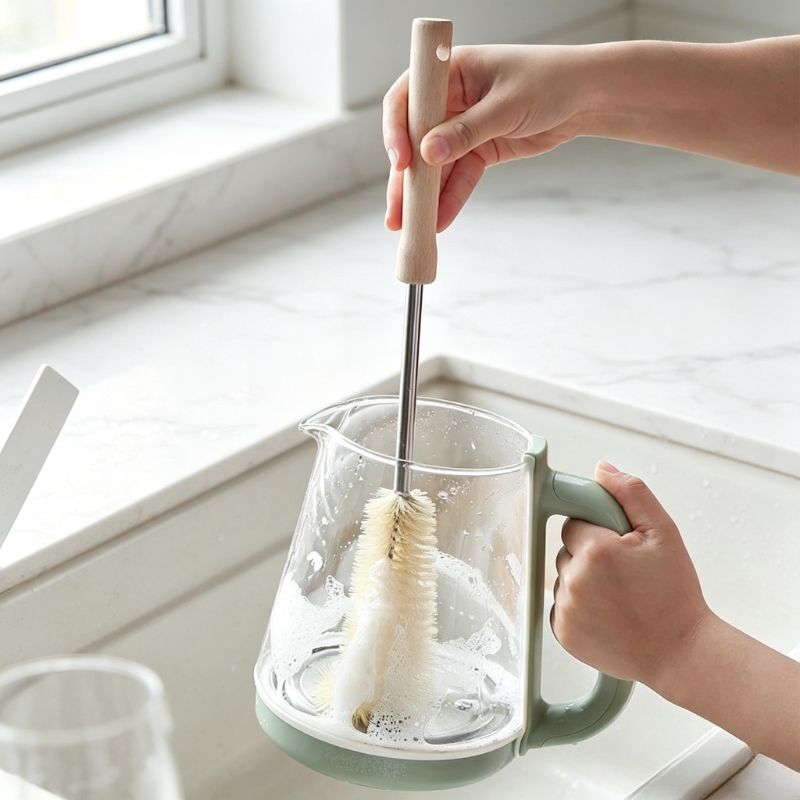 Long Wooden Handle Bottle Brus - Baby Food Dispensing Spoon ulasan dan harga