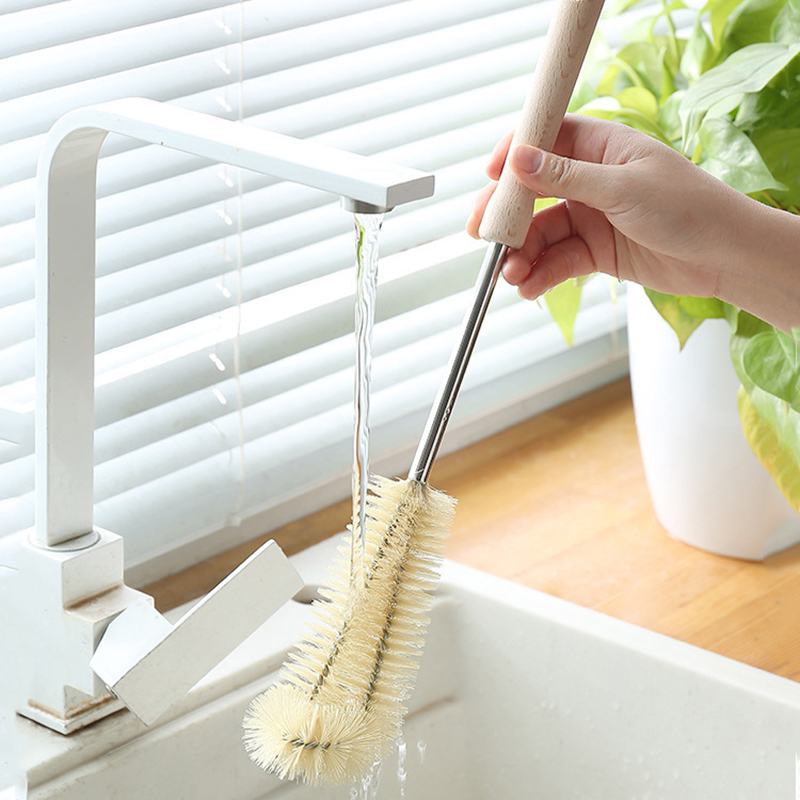 Long Wooden Handle Bottle Brus - Baby Food Dispensing Spoon ulasan dan harga